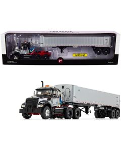 Mack Granite MP Tandem-Axle Day Cab with East Genesis End Dump Trailer Black and Silver 1/50 Diecast Model by First Gear