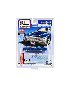 1975 Cadillac Eldorado Dark Blue Metallic with Light Blue (Partial) Vinyl Top "Custom Lowriders" Limited Edition to 4800 pieces Worldwide 1/64 Diecast Model Car by Auto World