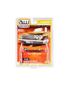 1962 Chevrolet Impala SS Convertible Yellow with Graphics "Custom Lowriders" Limited Edition to 4800 pieces Worldwide 1/64 Diecast Model Car by Auto World