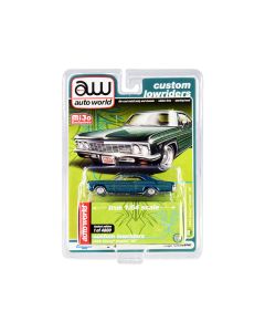 1966 Chevrolet Impala SS Blue Metallic with Graphics "Custom Lowriders" Limited Edition to 4800 pieces Worldwide 1/64 Diecast Model Car by Auto World