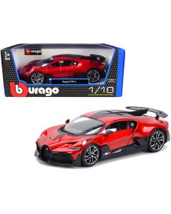 Bugatti Divo Red Metallic with Carbon Accents 1/18 Diecast Model Car by Bburago