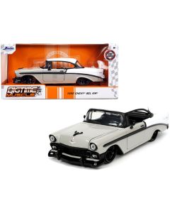 1956 Chevrolet Bel Air Gray and White "Bigtime Muscle" 1/24 Diecast Model Car by Jada