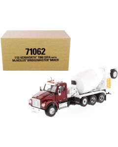 Kenworth T880 SFFA with McNeilus Bridgemaster Mixer Truck Radiant Red and White 1/50 Diecast Model by Diecast Masters