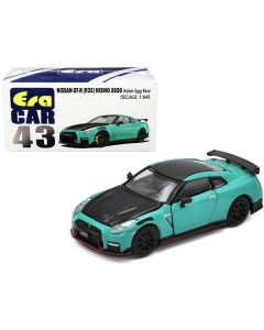 2020 Nissan GT-R (R35) Nismo RHD (Right Hand Drive) Robin Egg Blue and Carbon Black 1/64 Diecast Model Car by Era Car