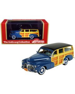 1948 Chevrolet Fleetmaster Woodie Station Wagon Como Blue with Black Top Limited Edition to 240 pieces Worldwide 1/43 Model Car by Goldvarg Collection