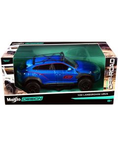 Lamborghini Urus #63 with Roof Rack Blue Metallic "Off-Road" Series 1/24 Diecast Model Car by Maisto