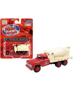 1960 Ford Cement Mixer Truck "Morse Sand and Gravel" Red and Cream 1/87 (HO) Scale Model by Classic Metal Works