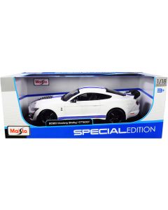 2020 Ford Mustang Shelby GT500 White with Blue Stripes "Special Edition" 1/18 Diecast Model Car by Maisto