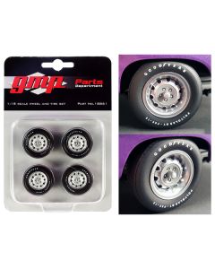 Muscle Car Rally Wheels and Tires Set of 4 pieces from "1970 Dodge Coronet Super Bee" 1/18 by GMP