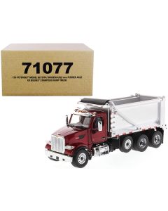 Peterbilt 567 SFFA Tandem Axle with Pusher Axle OX Stampede Dump Truck Red and Chrome "Transport Series" 1/50 Diecast Model by Diecast Masters