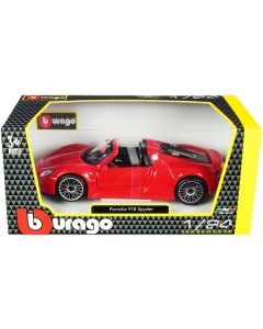 Porsche 918 Spyder Convertible Red 1/24 Diecast Model Car by Bburago