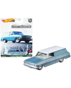 1964 Chevrolet Nova Panel Light Blue Metallic with White Top "Fast Wagons" Series Diecast Model Car by Hot Wheels