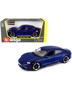 Porsche Taycan Turbo S Blue Metallic 1/24 Diecast Model Car by Bburago