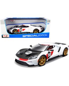 2021 Ford GT #98 White "Heritage Edition" 1/18 Diecast Model Car by Maisto