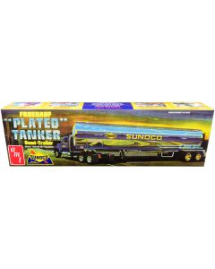 Skill 3 Model Kit Fruehauf Plated Tanker Semi-Trailer "Sunoco" 1/25 Scale Model by AMT