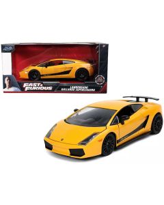 Lamborghini Gallardo Superleggera Yellow with Black Stripes "Fast & Furious" Movie 1/24 Diecast Model Car by Jada