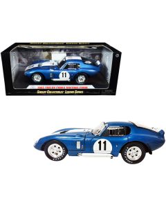 1965 Shelby Cobra Daytona Coupe #11 Blue Metallic with White Stripes 1/18 Diecast Model Car by Shelby Collectibles