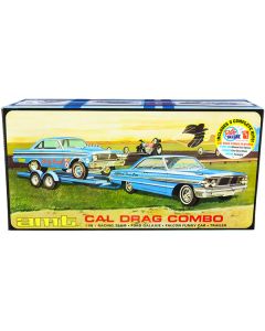 Skill 2 Model Kit "Ford Cal Drag Team" Ford Galaxie with Ford Falcon Funny Car and Trailer Set of 3 Complete Kits 1/25 Scale Models by AMT