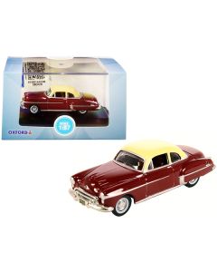 1950 Oldsmobile Rocket 88 Coupe Chariot Red with Canto Cream Top 1/87 (HO) Scale Diecast Model Car by Oxford Diecast