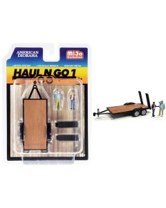 "Haul N Go 1" Trailer and 2 Figurines Diecast Set of 3 pieces for 1/64 Scale Models by American Diorama