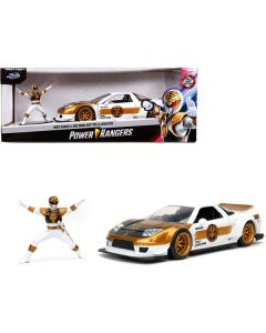 2002 Honda NSX Type-R Japan Spec RHD (Right Hand Drive) and White Ranger Diecast Figurine "Power Rangers" 1/24 Diecast Model Car by Jada