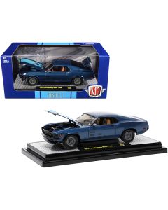 1970 Ford Mustang Mach 1 428 Dark Blue Metallic with Bright Blue Stripes Limited Edition to 7000 pieces Worldwide 1/24 Diecast Model Car by M2 Machines