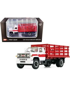 GMC 6500 Stake Truck White and Red 1/64 Diecast Model by DCP/First Gear