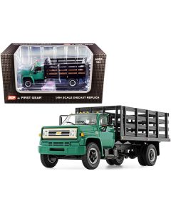 Chevrolet C65 Stake Truck Green and Black 1/64 Diecast Model by DCP/First Gear