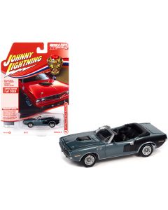 1971 Plymouth Barracuda Convertible Winchester Gray Metallic with Black Hemi Side Billboards "Class of 1971" Limited Edition to 7418 pieces Worldwide "Muscle Cars USA" Series 1/64 Diecast Model Car by Johnny Lightning