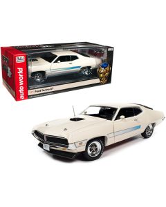 1971 Ford Torino GT Wimbledon White with Blue Laser Stripes "Class of 1971" "American Muscle 30th Anniversary" (1991-2021) 1/18 Diecast Model Car by Auto World