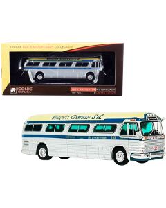 1959 GM PD4104 Motorcoach Bus "S. Paulo - Rio" "Viacao Cometa S.A." (Brazil) Silver and Cream with Blue Stripes "Vintage Bus & Motorcoach Collection" 1/87 (HO) Diecast Model by Iconic Replicas