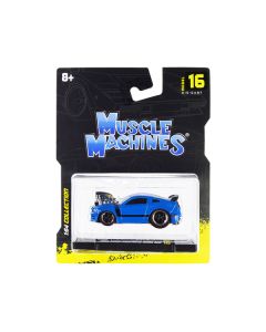 2013 Ford Mustang Boss 302 Light Blue with Black Stripes 1/64 Diecast Model Car by Muscle Machines