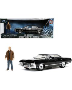 1967 Chevrolet Impala SS Sport Sedan Black and Dean Winchester Diecast Figurine "Supernatural" (2005-2020) TV Series "Hollywood Rides" Series 1/24 Diecast Model Car by Jada