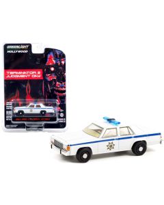 1983 Ford LTD Crown Victoria Police White "Terminator 2: Judgment Day" (1991) Movie "Hollywood Series" Release 32 1/64 Diecast Model Car by Greenlight