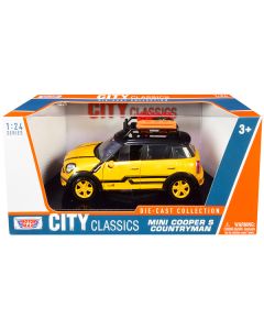 Mini Cooper S Countryman with Roof Rack and Accessories Yellow Metallic and Black "City Classics" Series 1/24 Diecast Model Car by Motormax