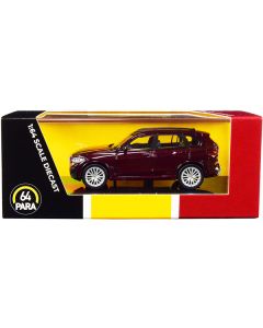 BMW X5 (G05) with Sunroof Ametrine Red Metallic 1/64 Diecast Model Car by Paragon