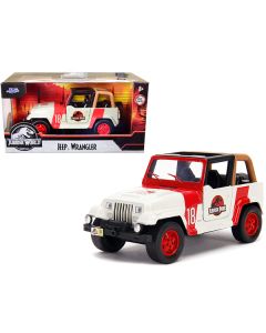 Jeep Wrangler #18 "Jurassic Park" Red and Beige "Jurassic World" 1/32 Diecast Model Car by Jada