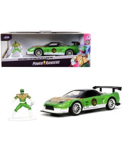 2002 Honda NSX Type-R Japan Spec RHD (Right Hand Drive) and Green Ranger Diecast Figurine "Power Rangers" "Hollywood Rides" Series 1/32 Diecast Model Car by Jada