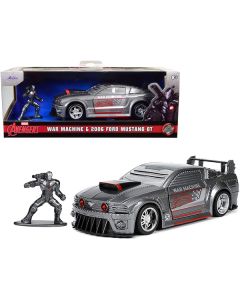 2006 Ford Mustang GT Gray Metallic and War Machine Diecast Figurine "Avengers" "Marvel" Series "Hollywood Rides" Series 1/32 Diecast Model Car by Jada