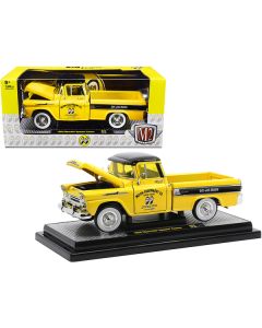 1958 Chevrolet Apache Cameo Pickup Truck "Mooneyes" Yellow and Black Limited Edition to 7000 pieces Worldwide 1/24 Diecast Model Car by M2 Machines