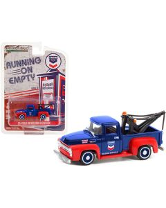 1954 Ford F-100 Tow Truck with Drop-in Tow Hook "Standard Oil" Blue and Matt Red "Running on Empty" Series 13 1/64 Diecast Model Car by Greenlight