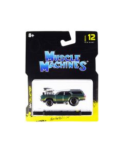 1970 Oldsmobile Vista Cruiser 442 Green Metallic with Gold Stripes 1/64 Diecast Model Car by Muscle Machines