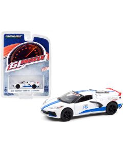 2020 Chevrolet Corvette C8 Stingray #145 White with Blue Stripes "Greenlight Muscle" Series 25 1/64 Diecast Model Car by Greenlight