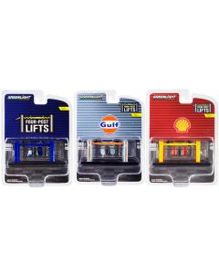 "Four-Post Lifts" Set of 3 pieces Series 1 1/64 Diecast Models by Greenlight