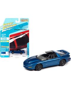 1996 Pontiac Firebird Trans Am T/A WS6 Medium Cloisonne Blue Metallic with Black Top "Classic Gold Collection" Limited Edition to 7418 pieces Worldwide 1/64 Diecast Model Car by Johnny Lightning