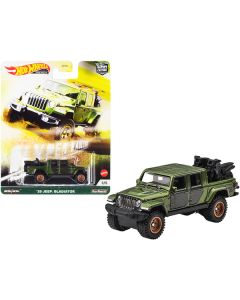 2020 Jeep Gladiator Rubicon Pickup Truck with Two Motorcycles Green Metallic and Gray "Hyper Haulers" Series Diecast Model Car by Hot Wheels