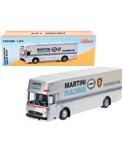 Mercedes Benz Race Car Transporter "Martini Racing" Silver with Stripes 1/64 Diecast Model by Schuco