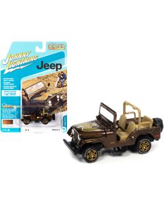 Jeep CJ-5 Mocha Brown Metallic with Golden Eagle Graphics "Classic Gold Collection" Series Limited Edition to 7418 pieces Worldwide 1/64 Diecast Model Car by Johnny Lightning