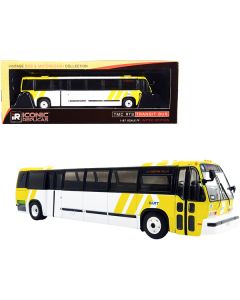 1999 TMC RTS Transit Bus #164 Downtown Dallas "Dart" White and Yellow "The Vintage Bus & Motorcoach Collection" 1/87 (HO) Diecast Model by Iconic Replicas