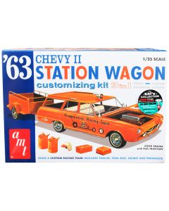 Skill 2 Model Kit 1963 Chevrolet II Station Wagon with Trailer 3-in-1 Kit 1/25 Scale Model by AMT